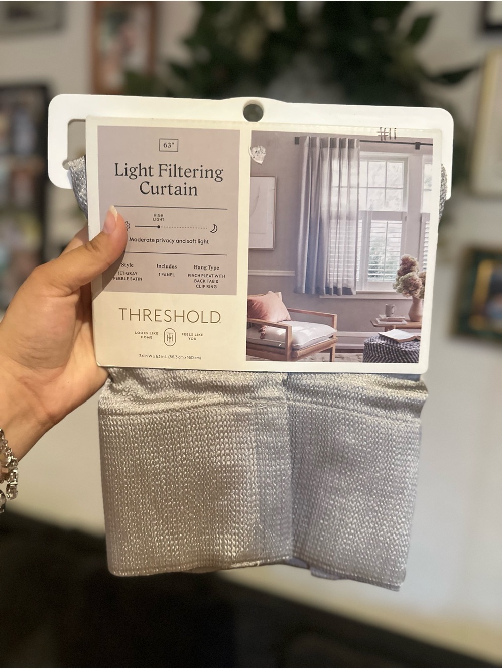 Threshold Light Filtering Curtain Panel in Gray